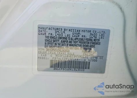 2019 Nissan Kicks S z USA, uszkodzony, nr VIN 3N1CP5CU2KL563533